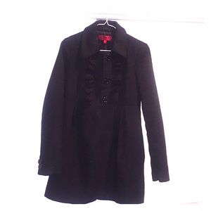 Black Coat with ruffle collar